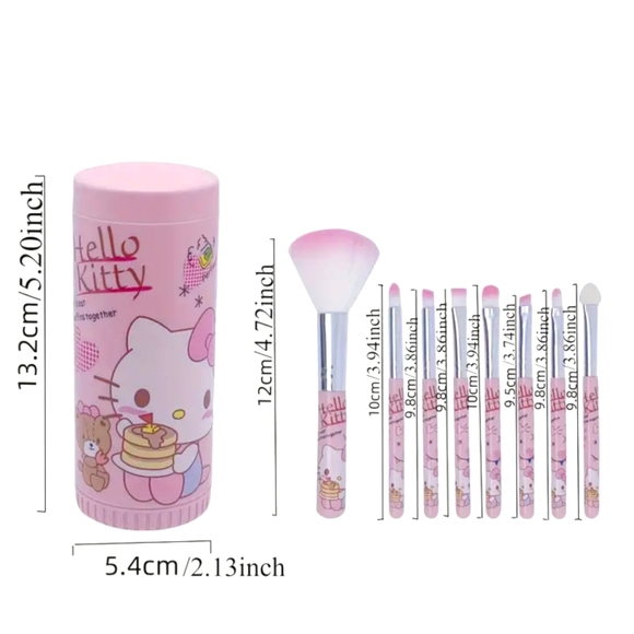 HELLO KITTY Professional 8pc Makeup Brush Set with Open & Close Rotating Case - Picture 3 of 14